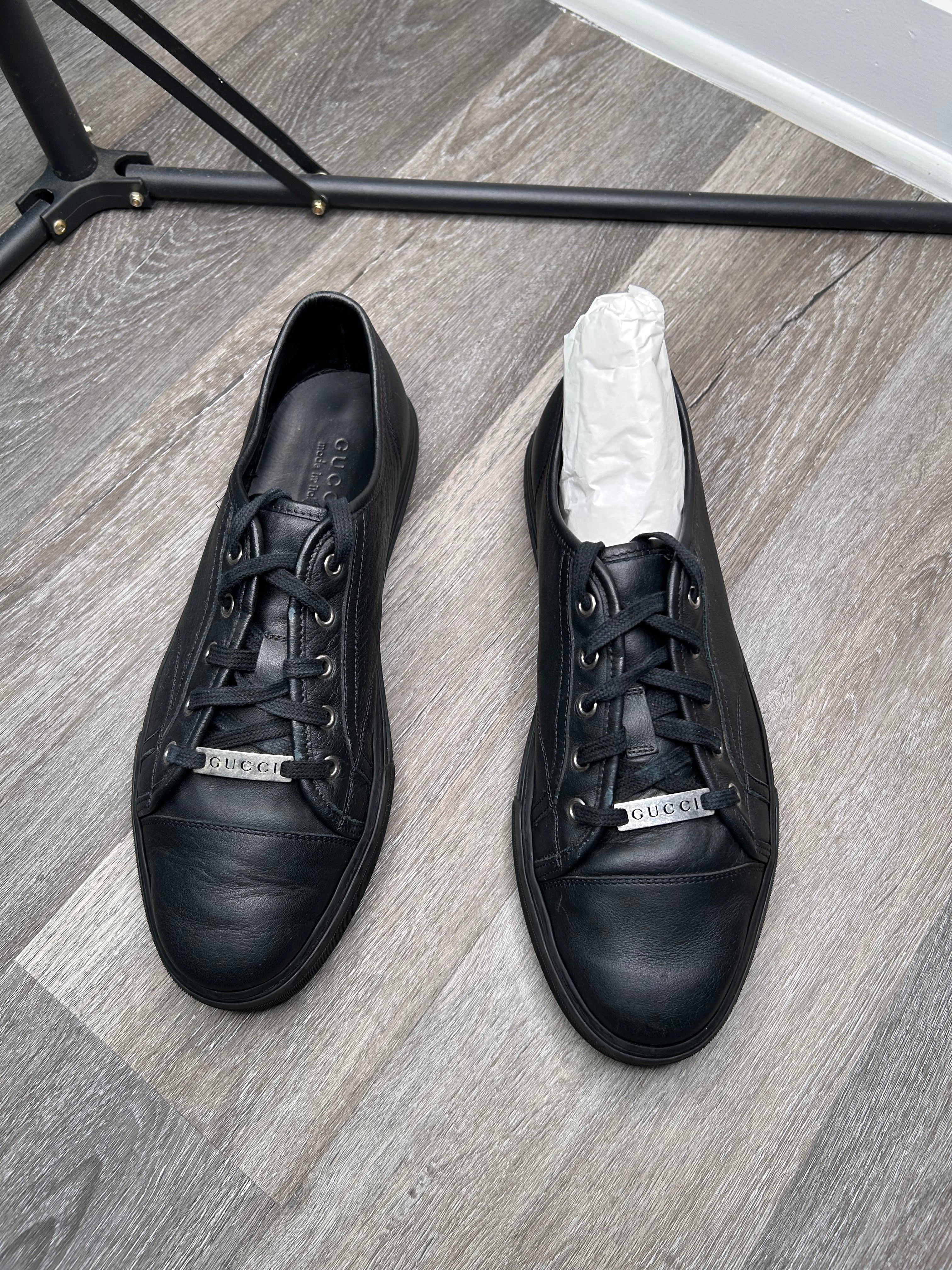 Size 10 US - Gucci Pebbled Nappa Leather Low 'Black' 312615-AOD50-1000 US