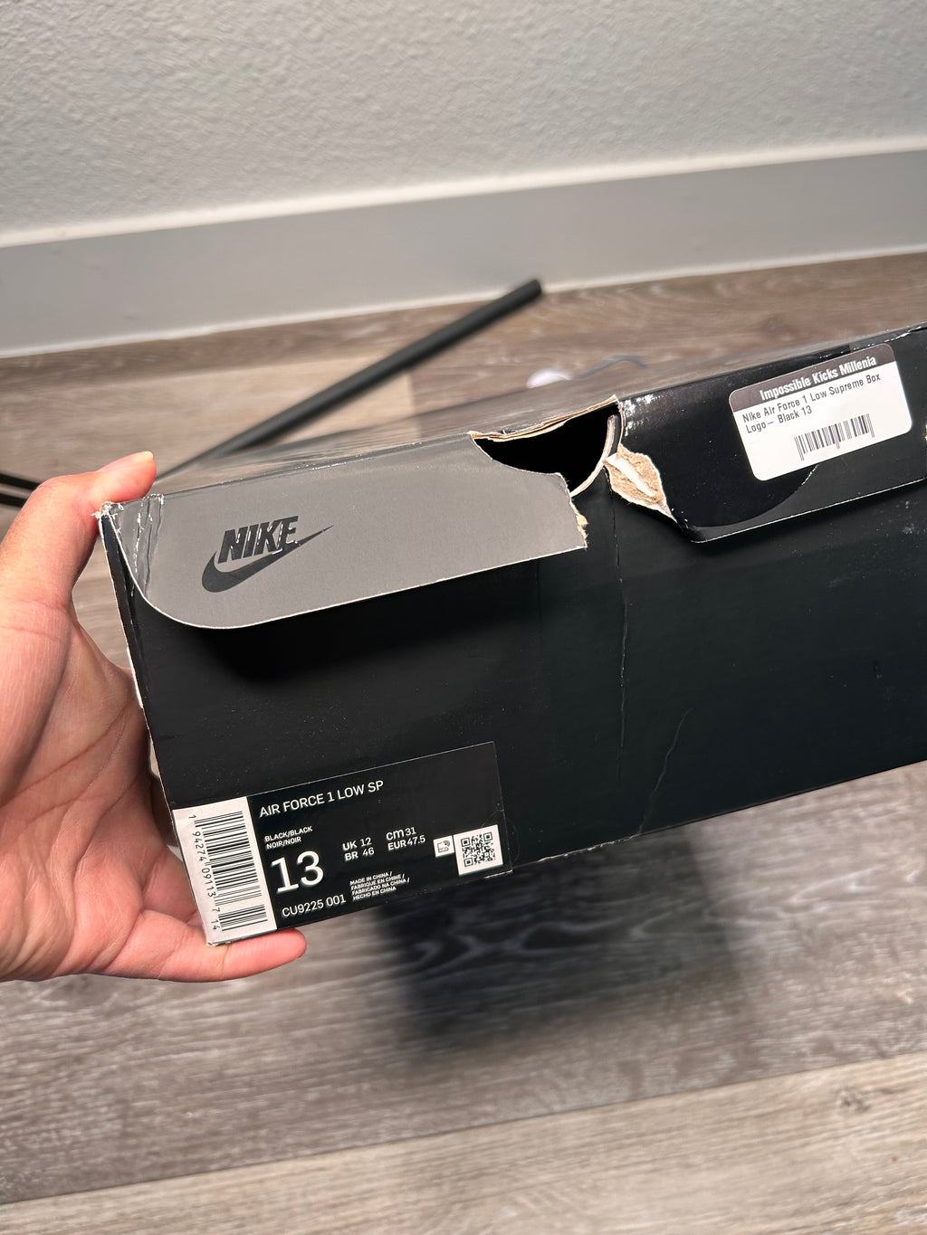 Size 13 - Nike Air Force 1 Low x Supreme Box Logo - Black (2020)