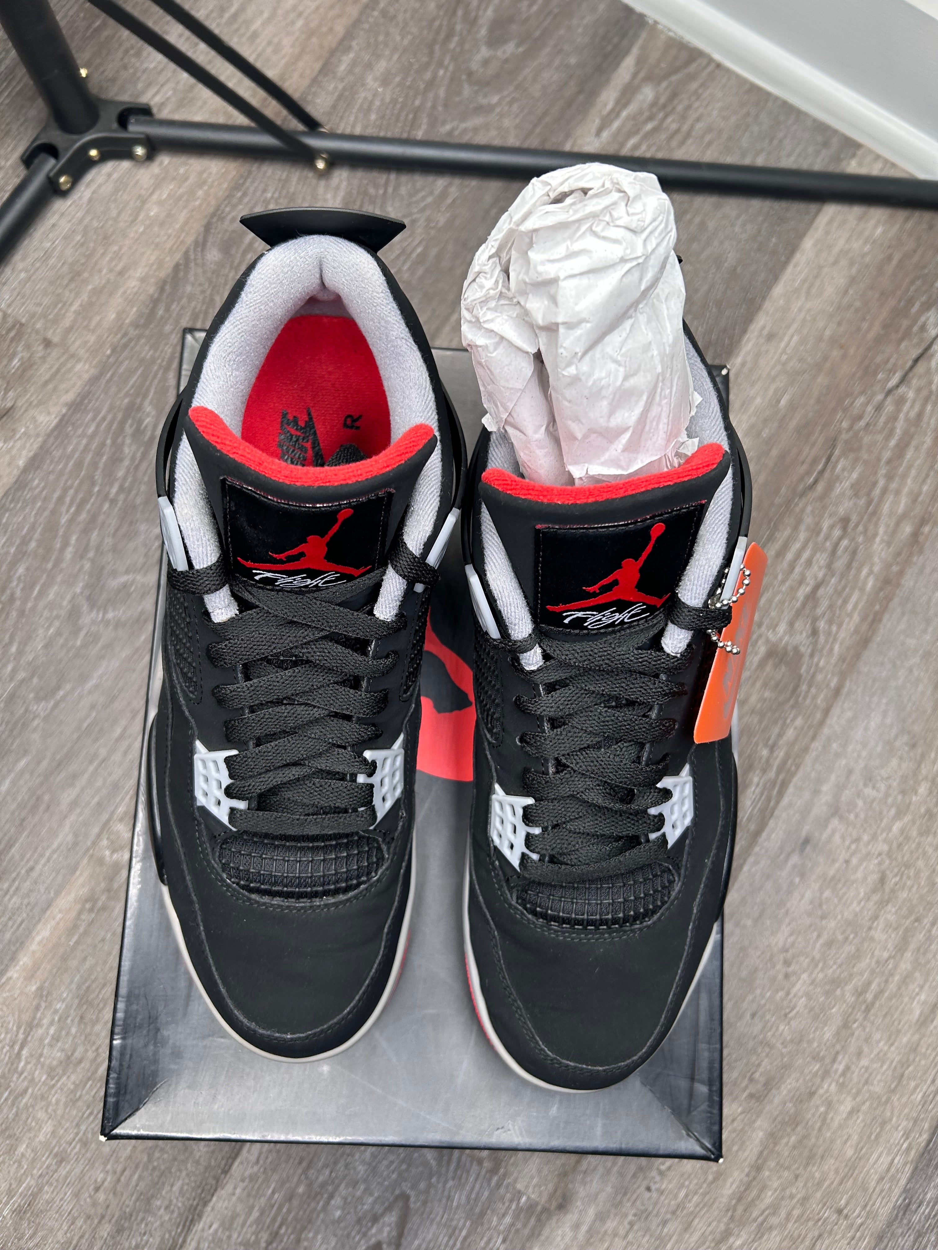 Size 10 Nike Air Jordan 4 Retro OG Bred 2019 308497-060 Mens Sneaker With Box