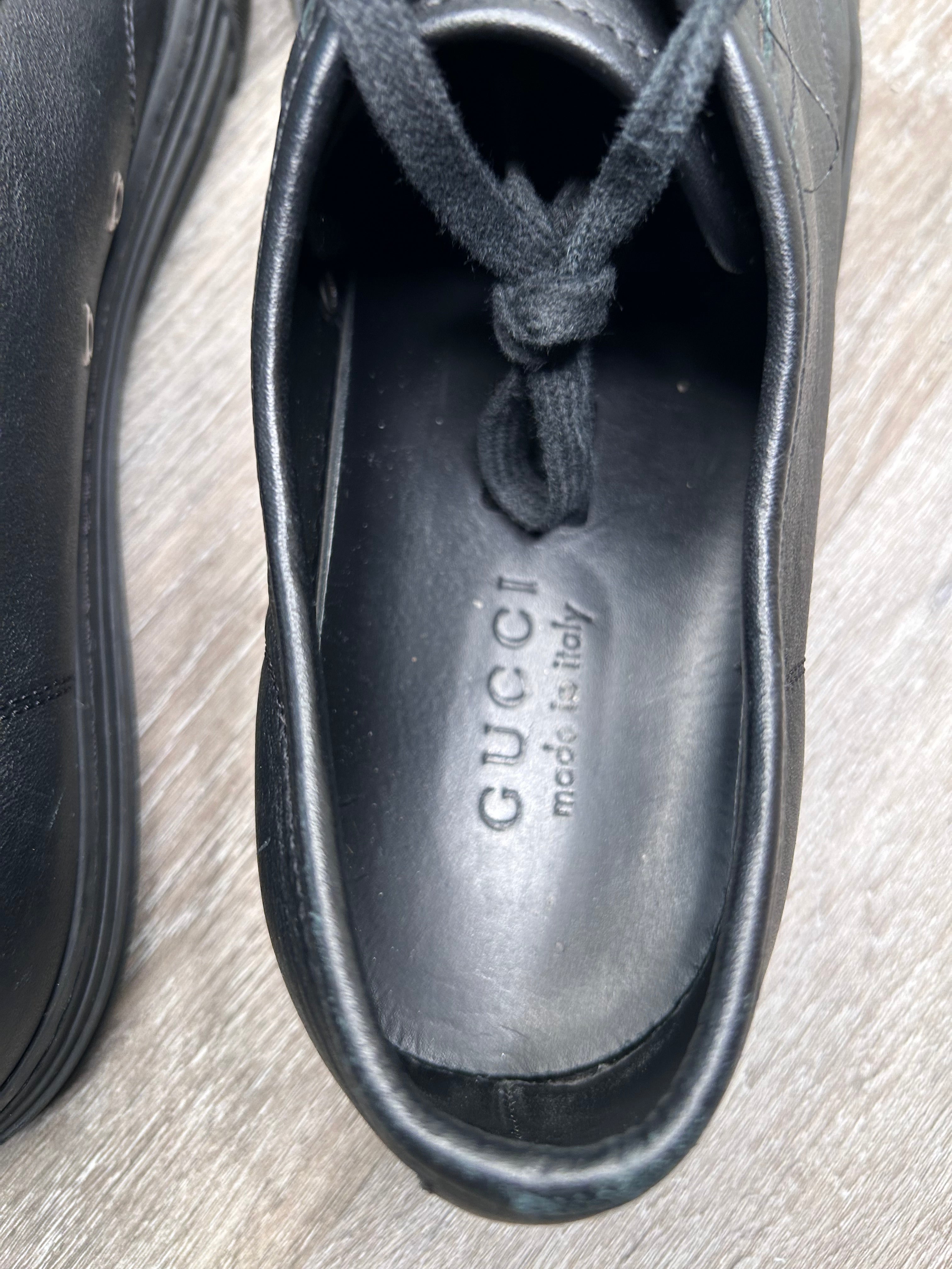 Size 10 US - Gucci Pebbled Nappa Leather Low 'Black' 312615-AOD50-1000 US