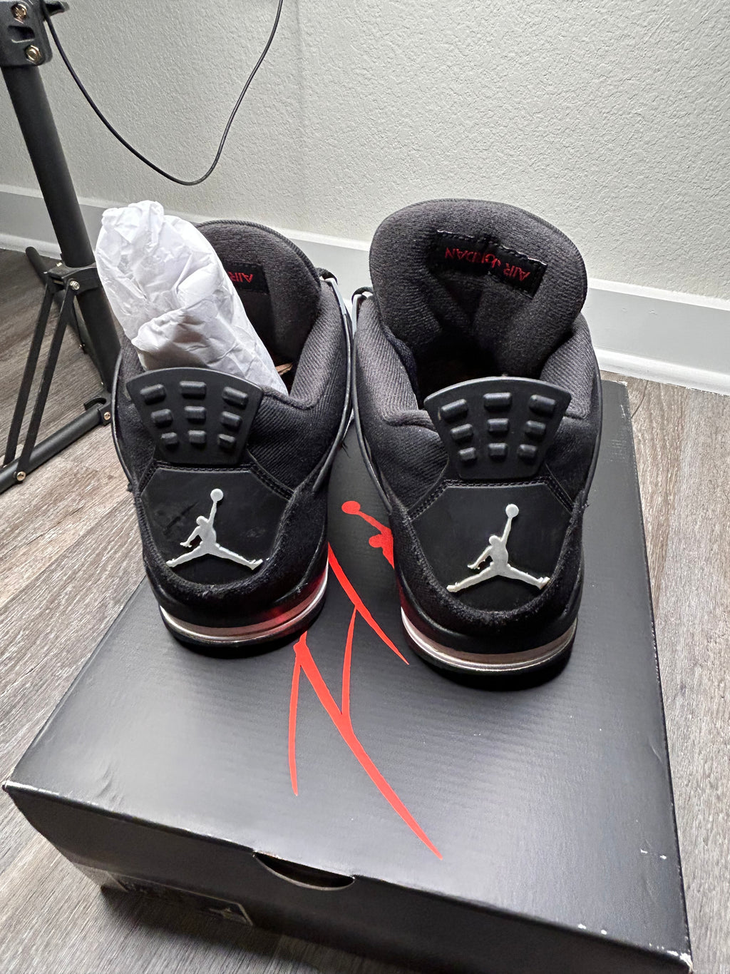 Size 10 Nike air Jordan retro 4 black canvas men’s