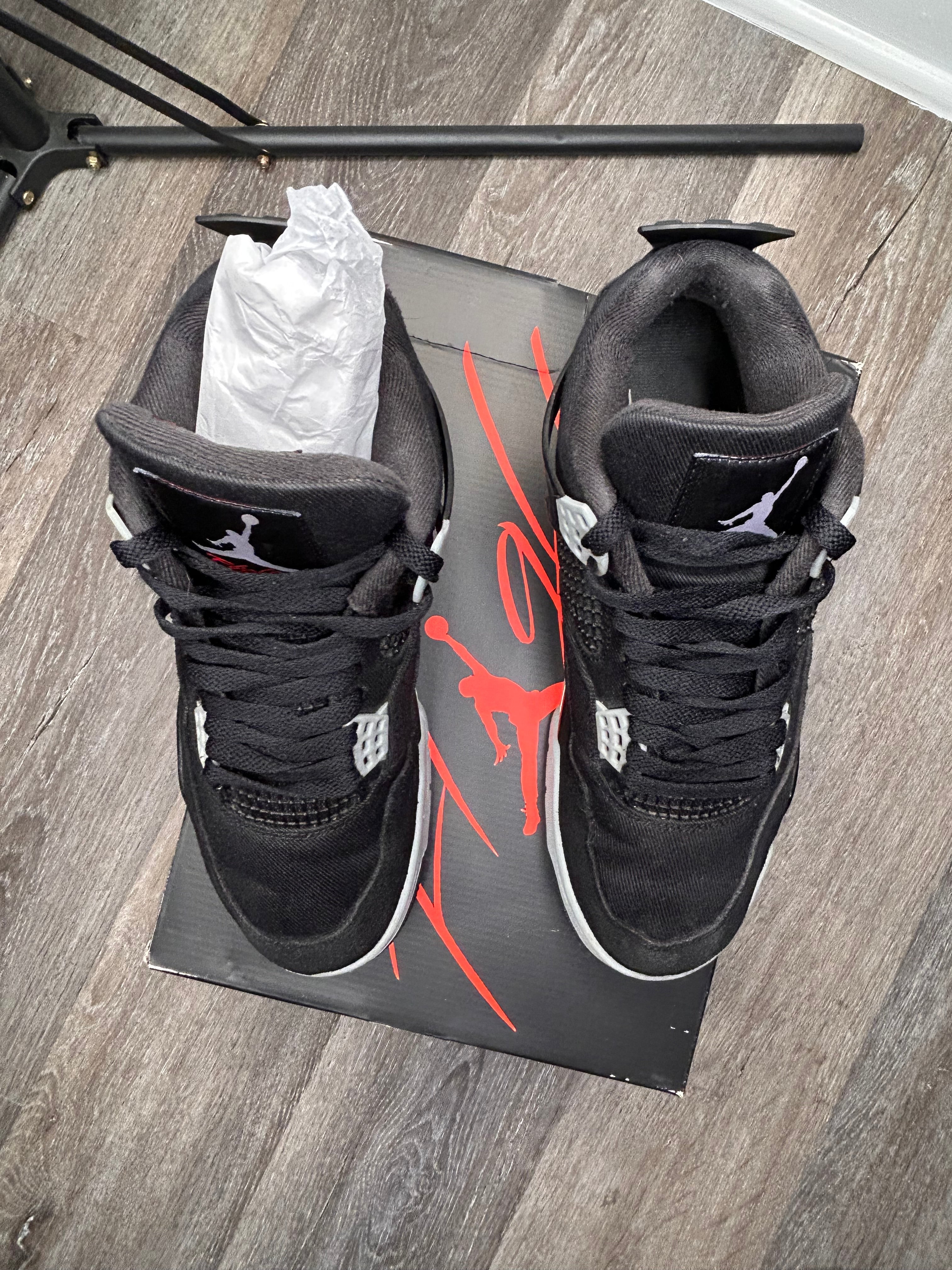 Size 10 Nike air Jordan retro 4 black canvas men’s