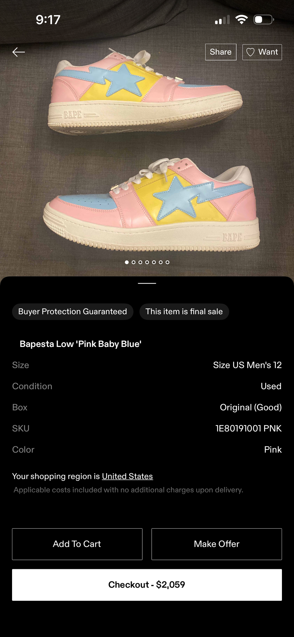 Size 10 - Bapesta low Pink Baby Blue 1E80191001