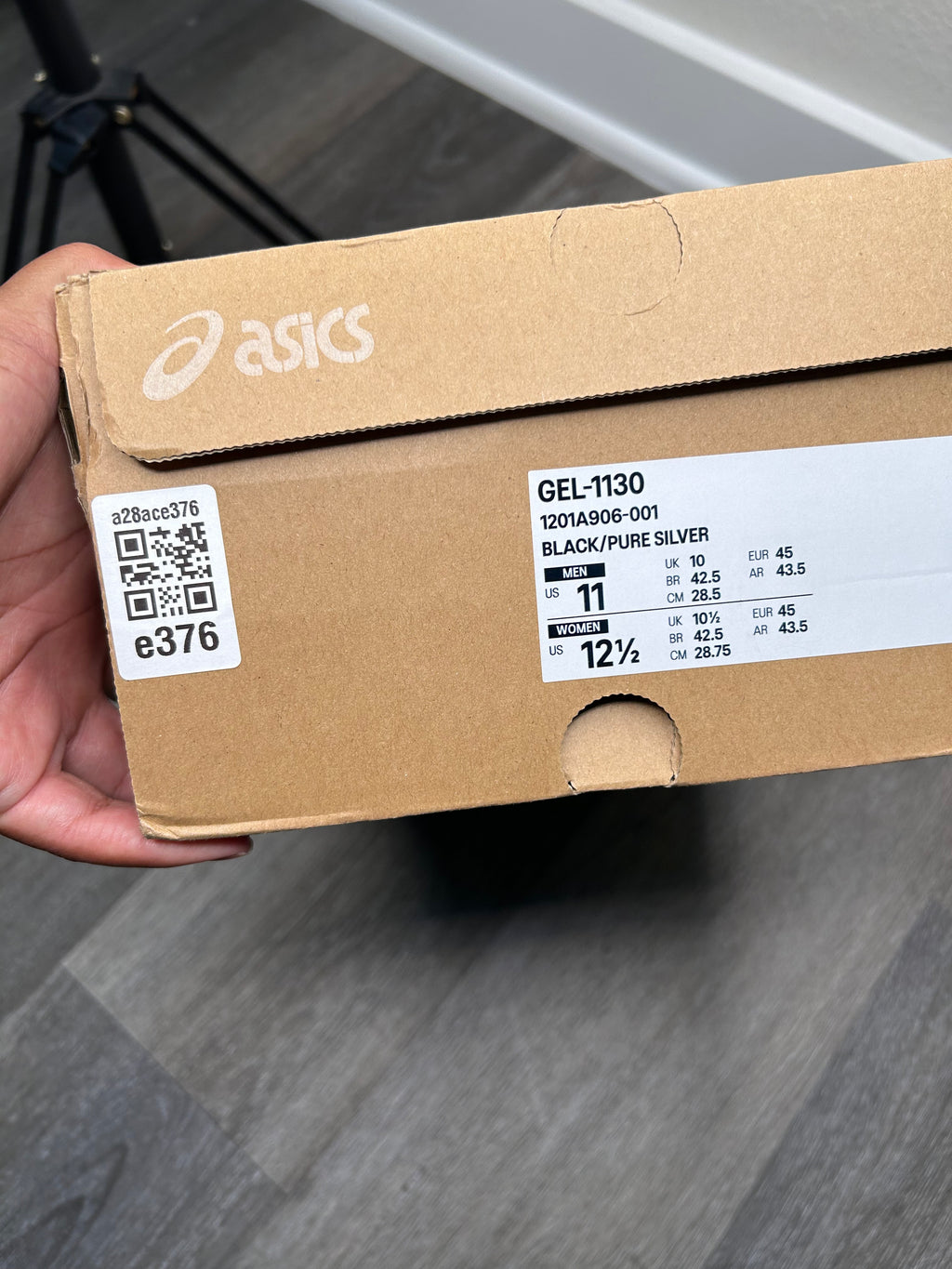 Size 11 - ASICS Gel-1130 Black Pure Silver (2025) 1201A906-001