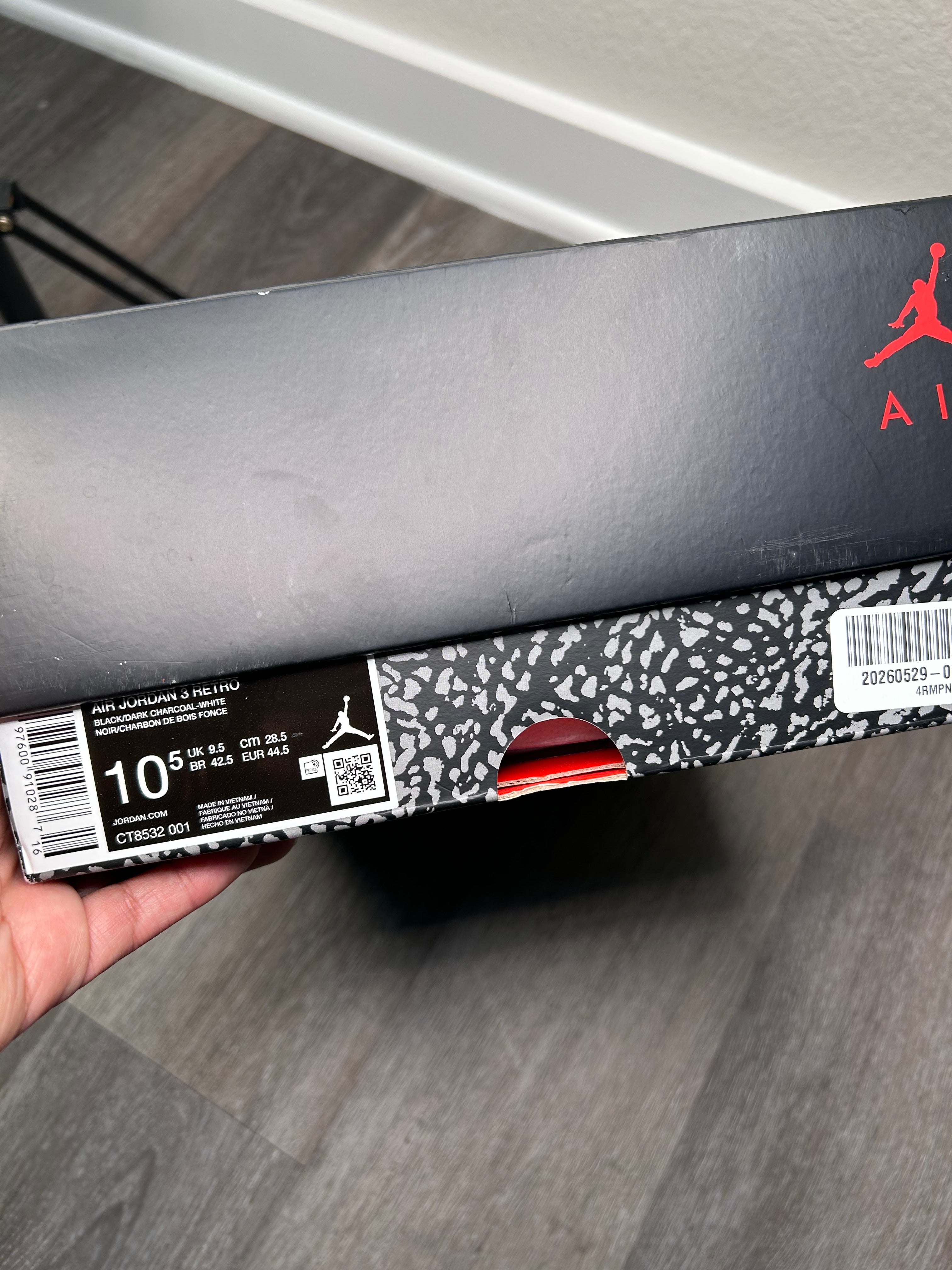 Size 10.5 - Jordan 3 Black Cat (2025) CT8532-001