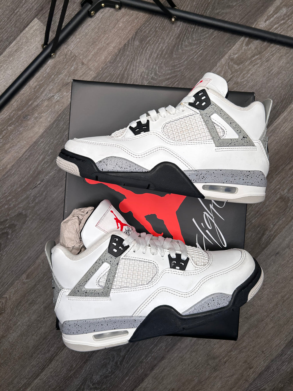 Size 6.5Y Nike Air Jordan 4 Retro OG White Cement GS Kids FV5029-100 Sneaker