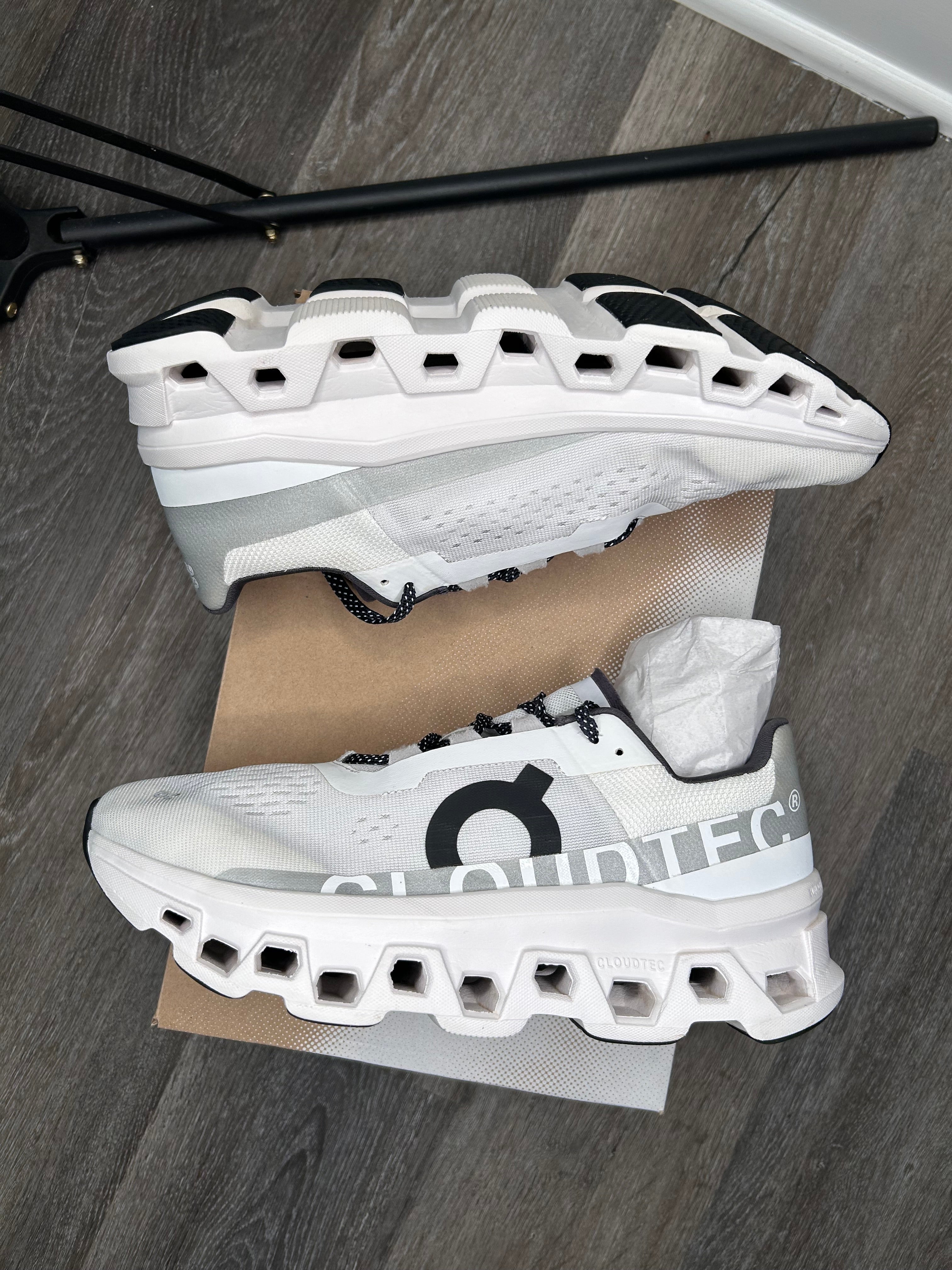 Size 9.5 - On Cloudmonster All White/Black 61-98434