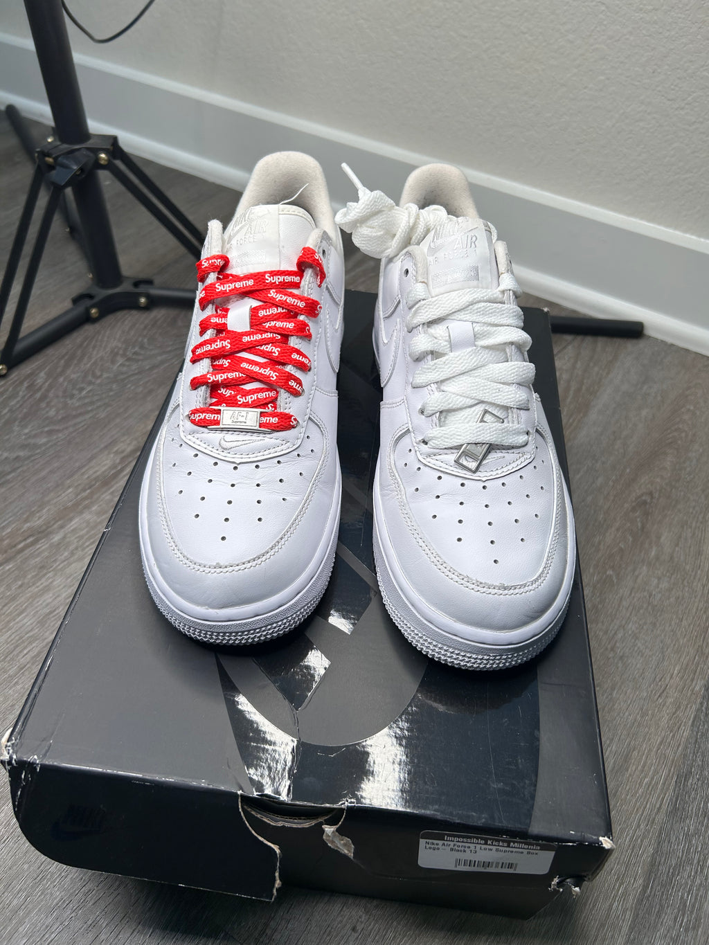 Size 6.5 - Nike Air Force 1 Low Supreme Box Logo (2020) cu9225-100