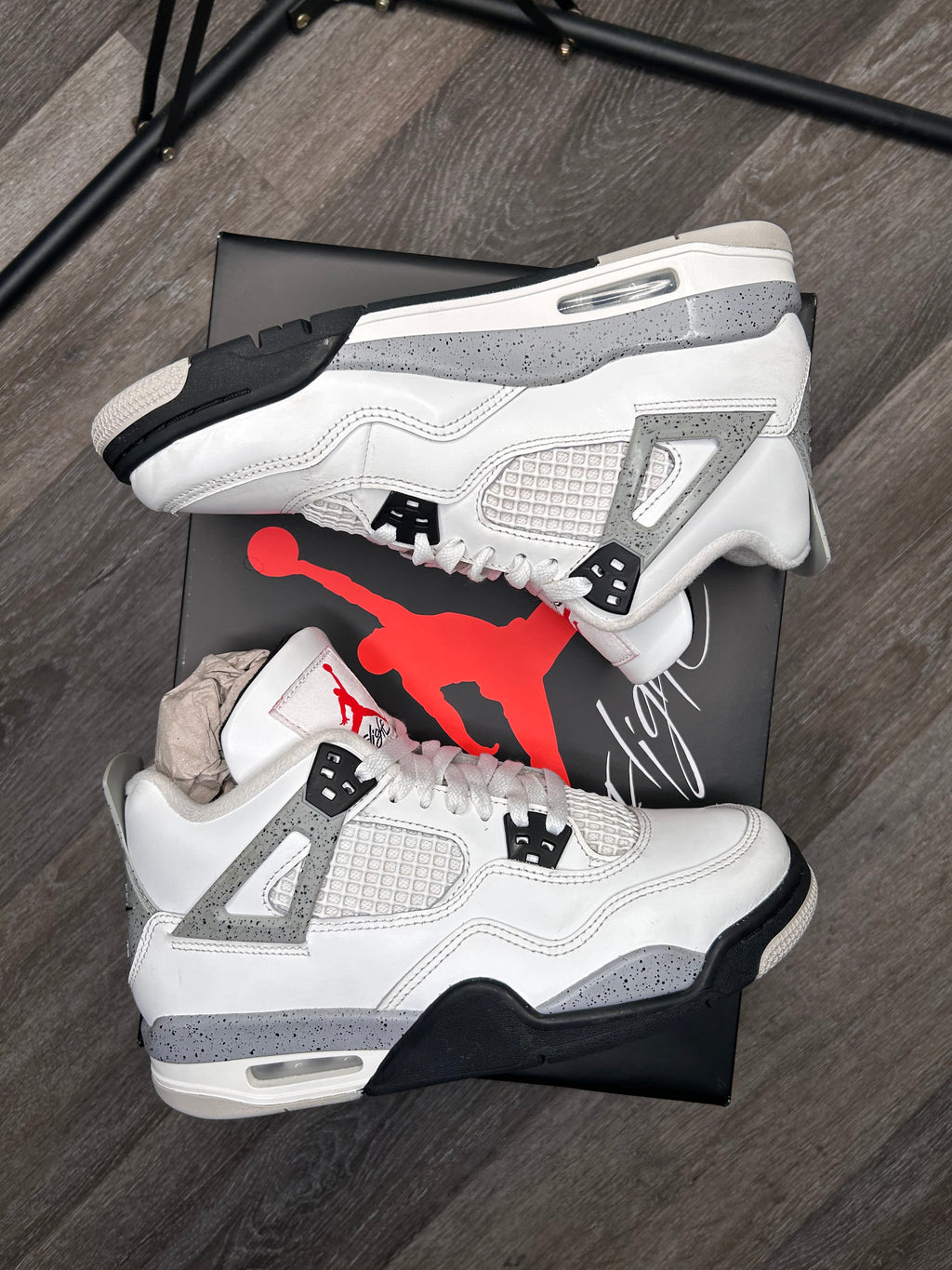 Size 6.5Y Nike Air Jordan 4 Retro OG White Cement GS Kids FV5029-100 Sneaker