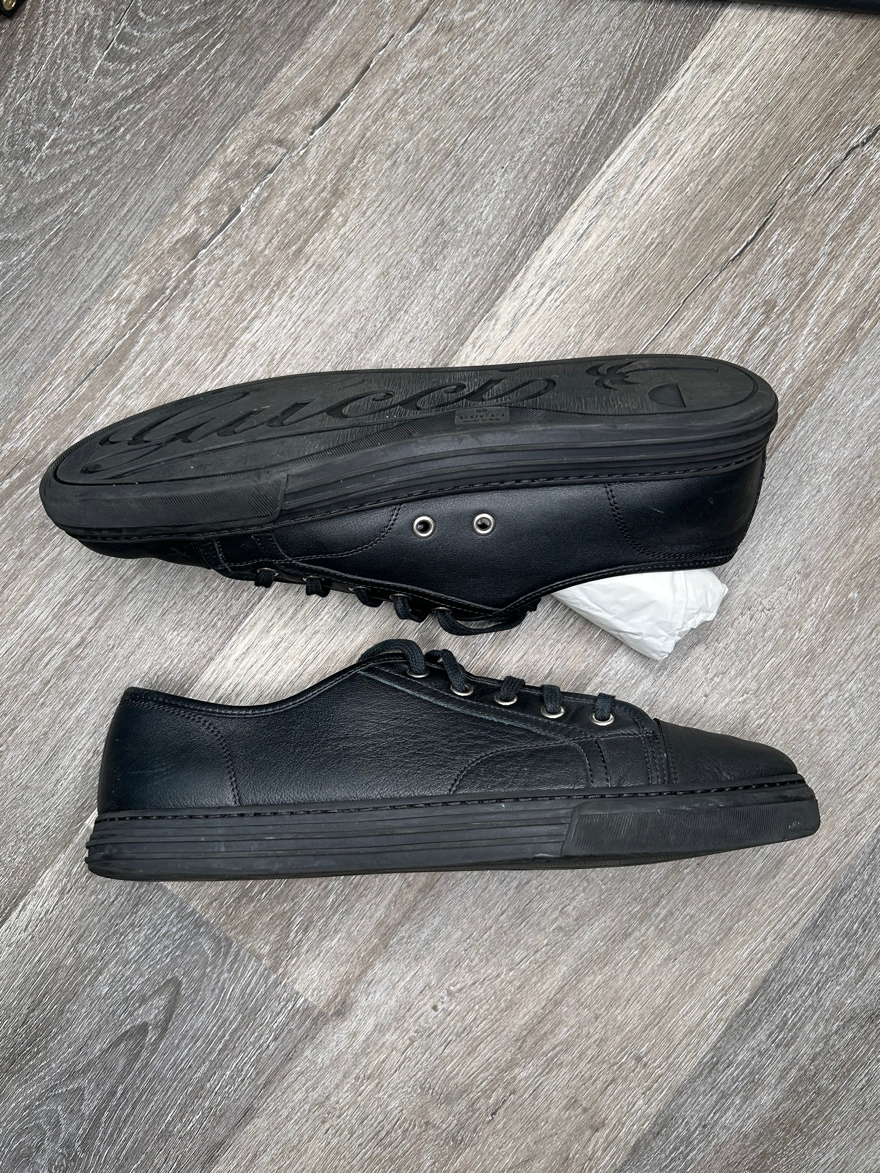 Size 10 US - Gucci Pebbled Nappa Leather Low 'Black' 312615-AOD50-1000 US