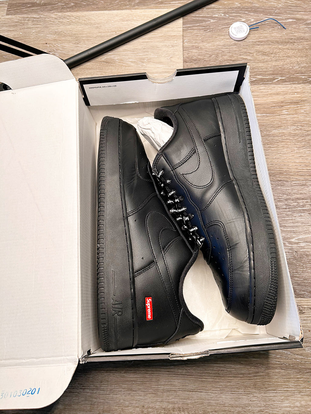 Size 13 - Nike Air Force 1 Low x Supreme Box Logo - Black (2020)