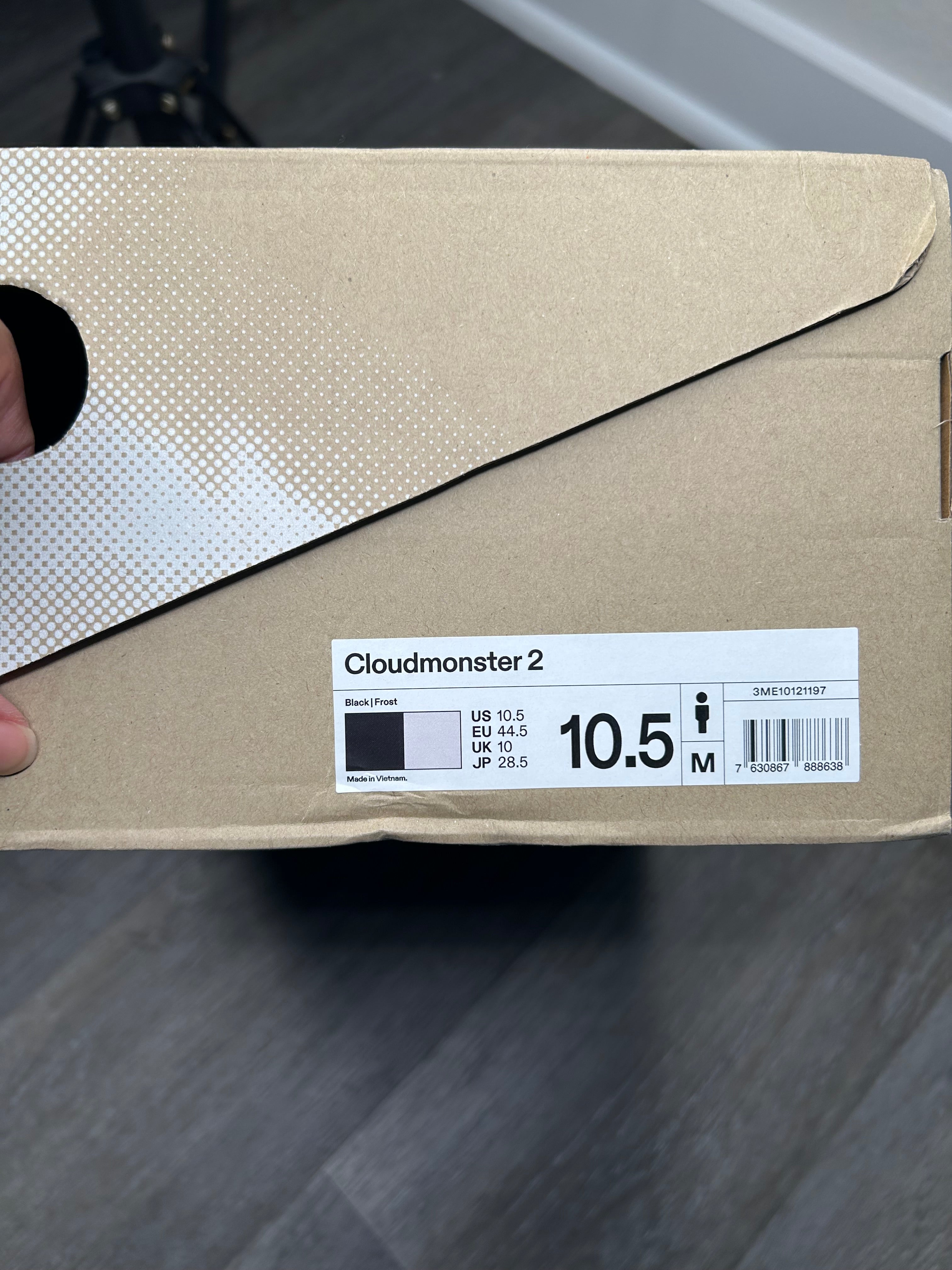 Size 10.5 - On Cloudmonster 2 Black Frost 3ME10121197 Men’s