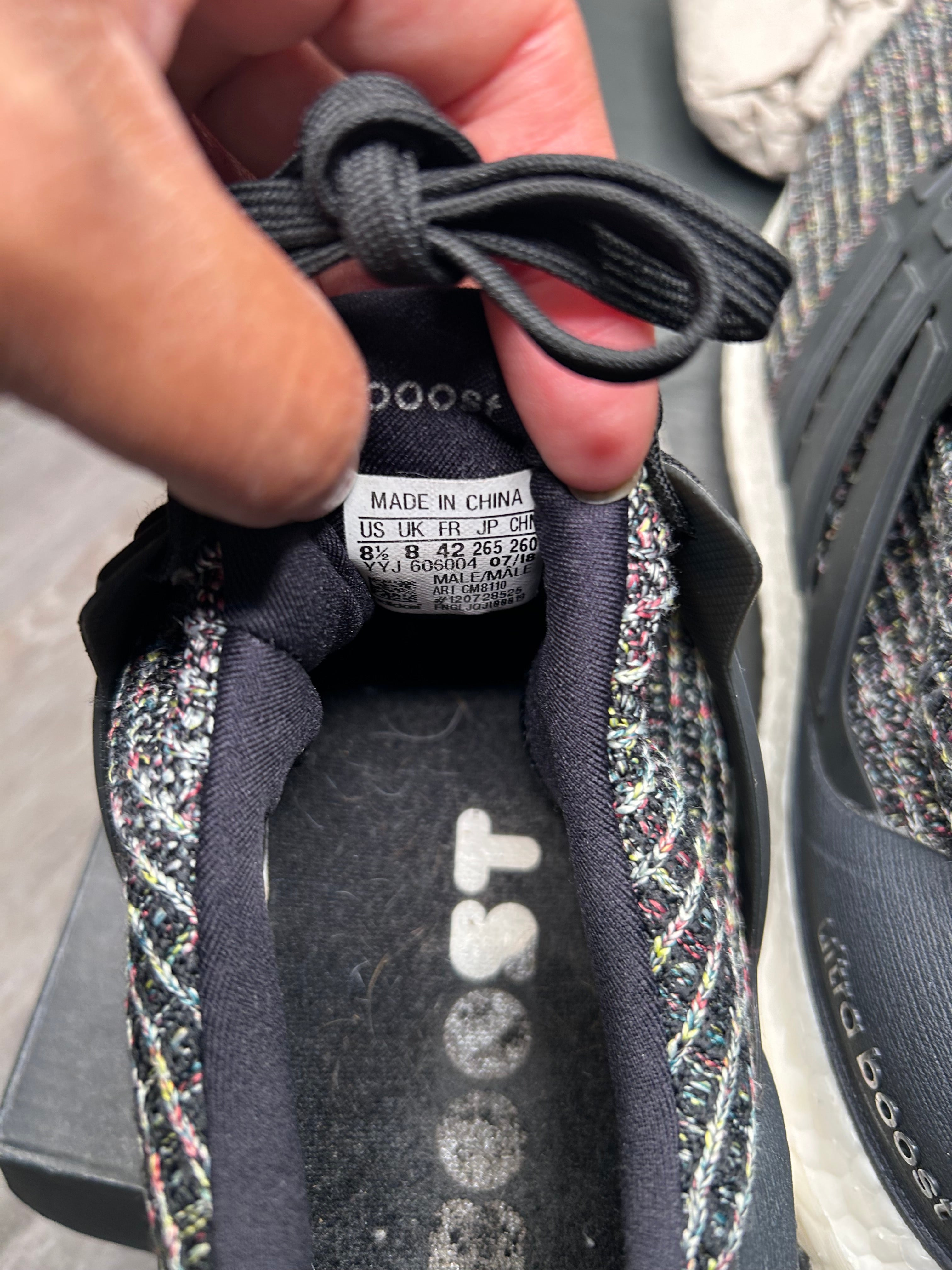 Size 8.5 Adidas UltraBoost 4.0 Black Multicolor F35232 RARE