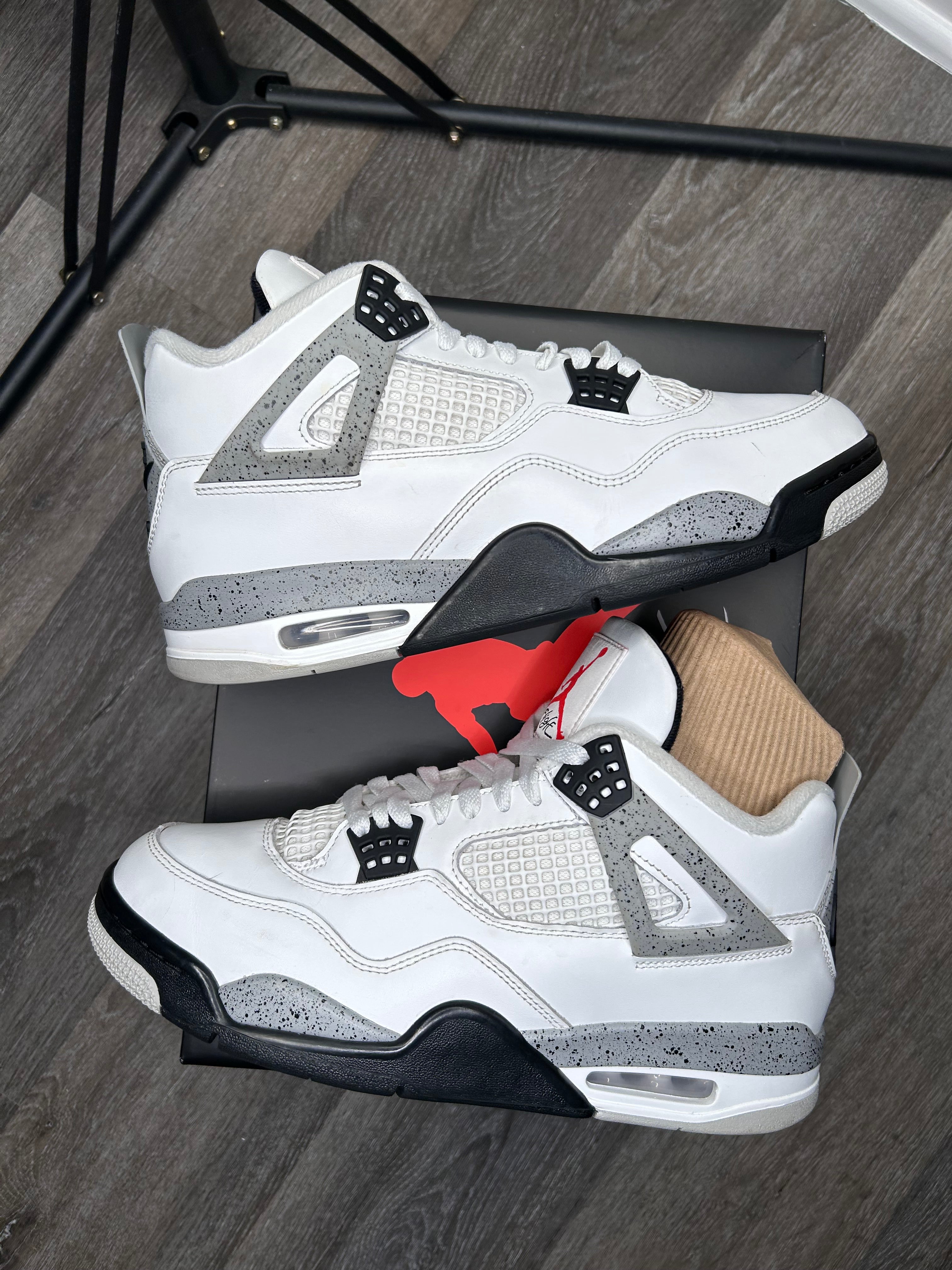 Size 10 Nike Jordan 4 Retro White Cement FV5029-100 Mens With Box
