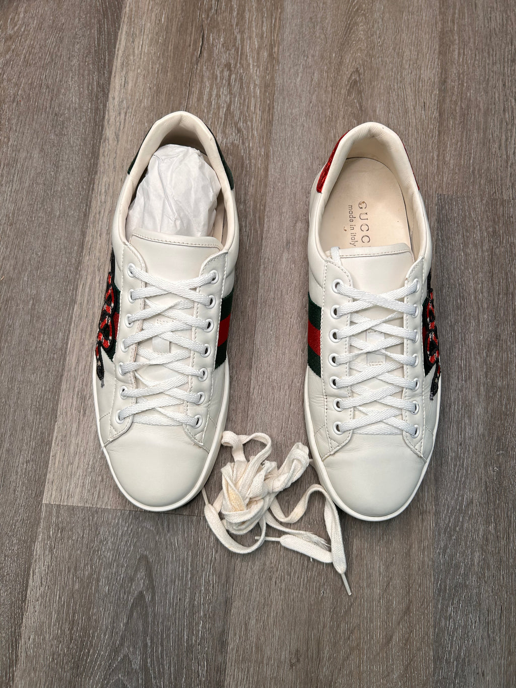 Gucci Ace Snake low top sneakers men’s size 9 US