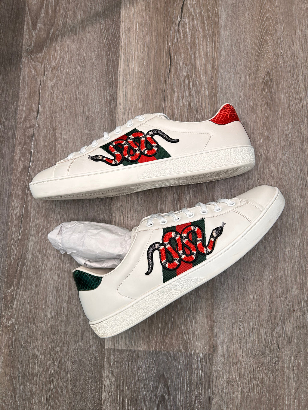 Gucci Ace Snake low top sneakers men’s size 9 US