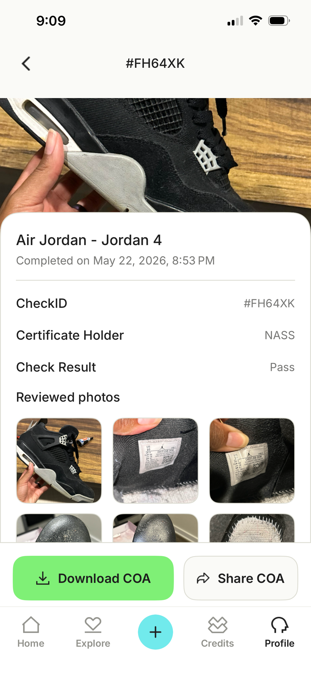 Size 10 Nike air Jordan retro 4 black canvas men’s