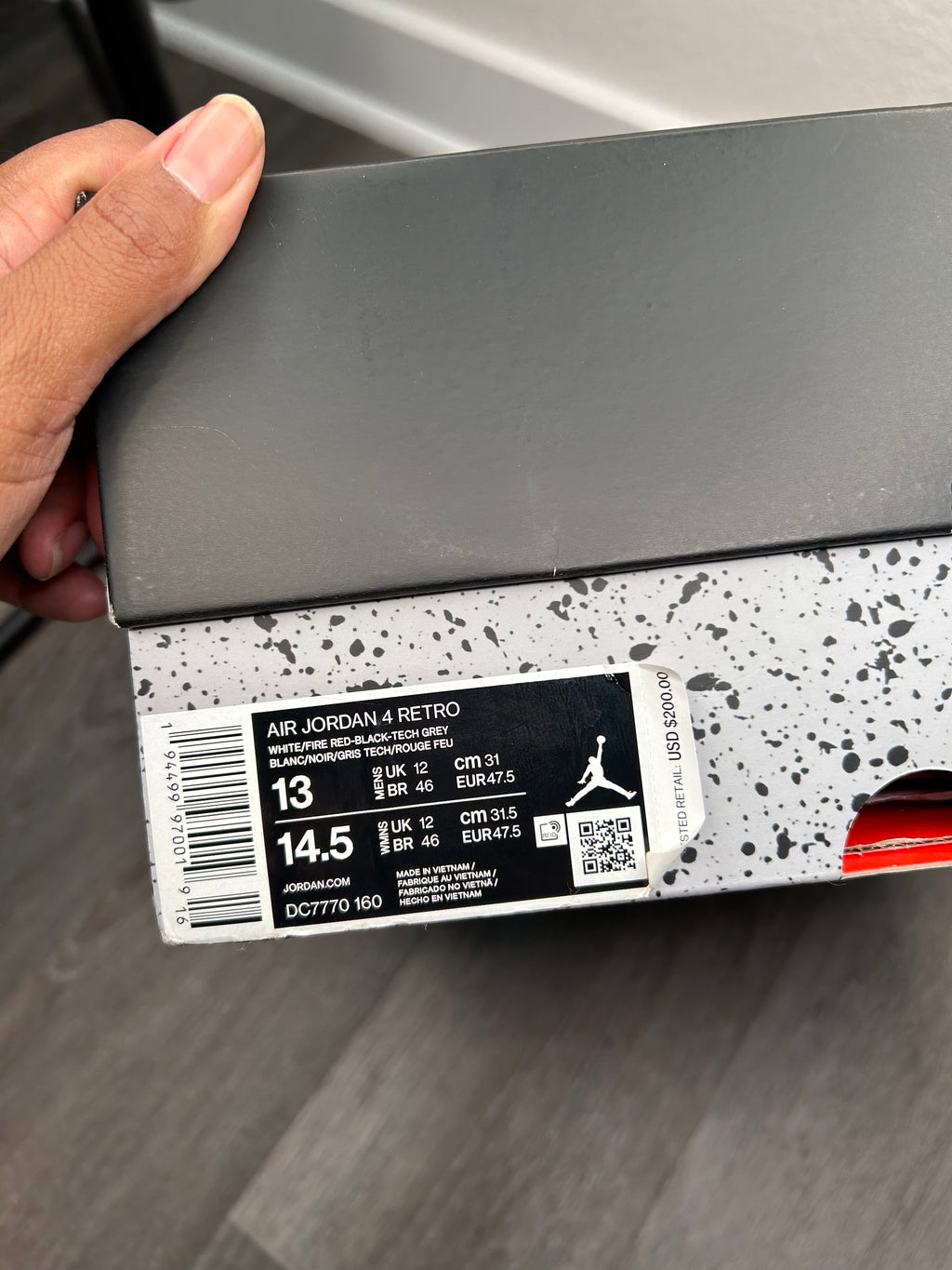 Size 13 - Jordan 4 Fire Red (2020) DC7770-160