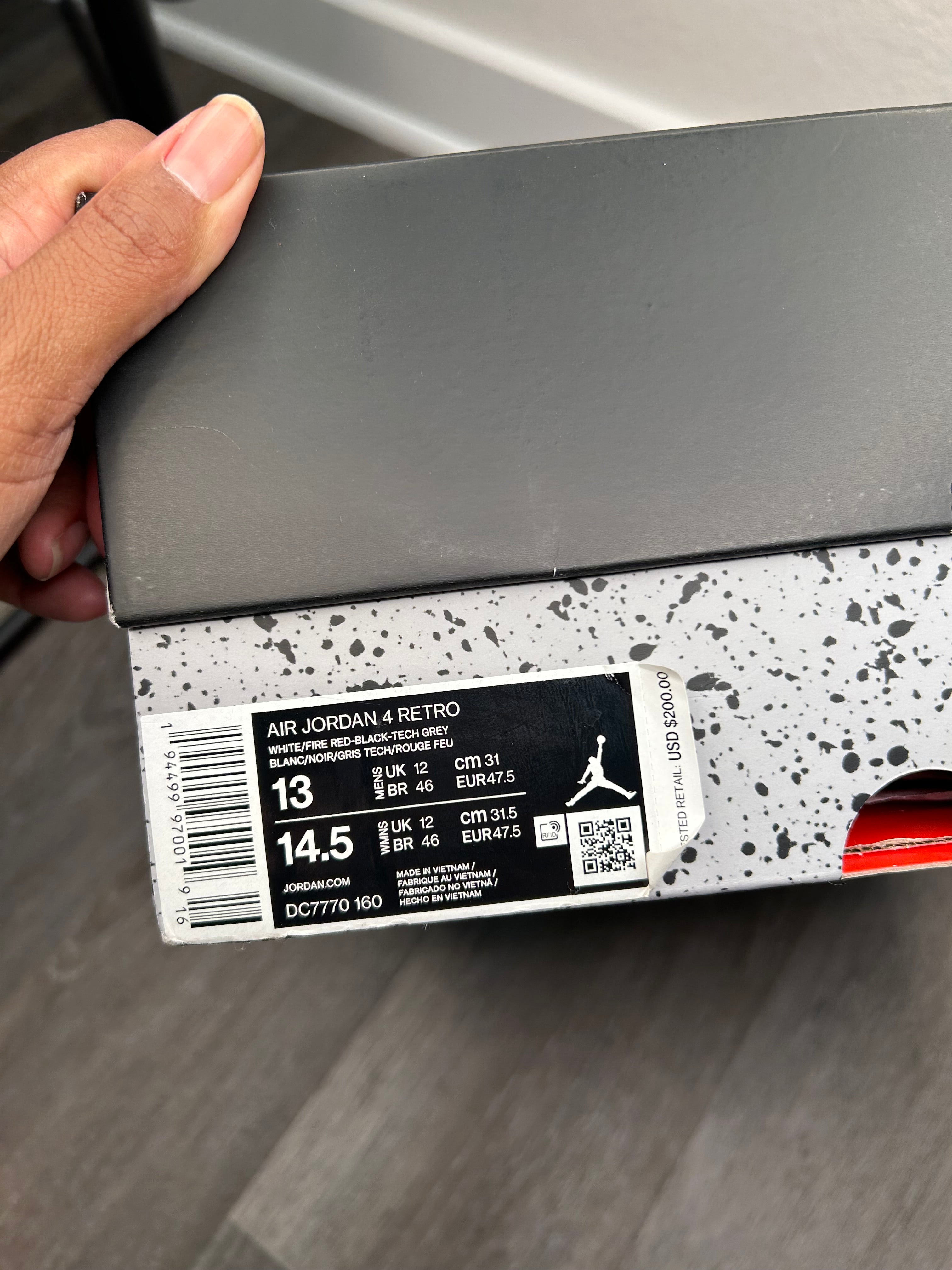 Size 13 - Jordan 4 Fire Red (2020) DC7770-160