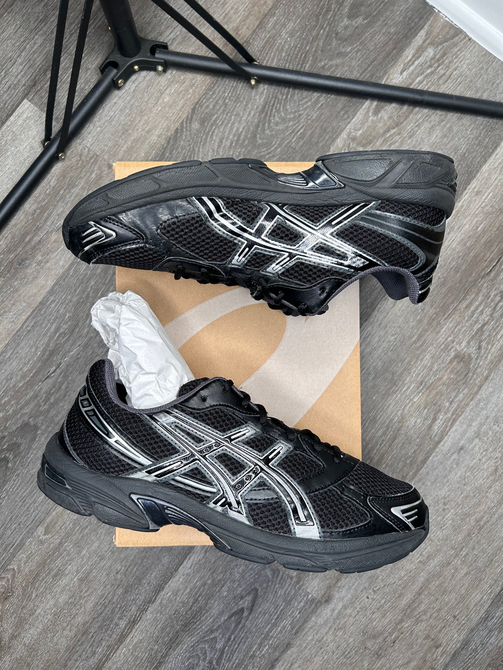 Size 10 ASICS Men's Gel-1130 Black/Pure Silver 1201A906-001