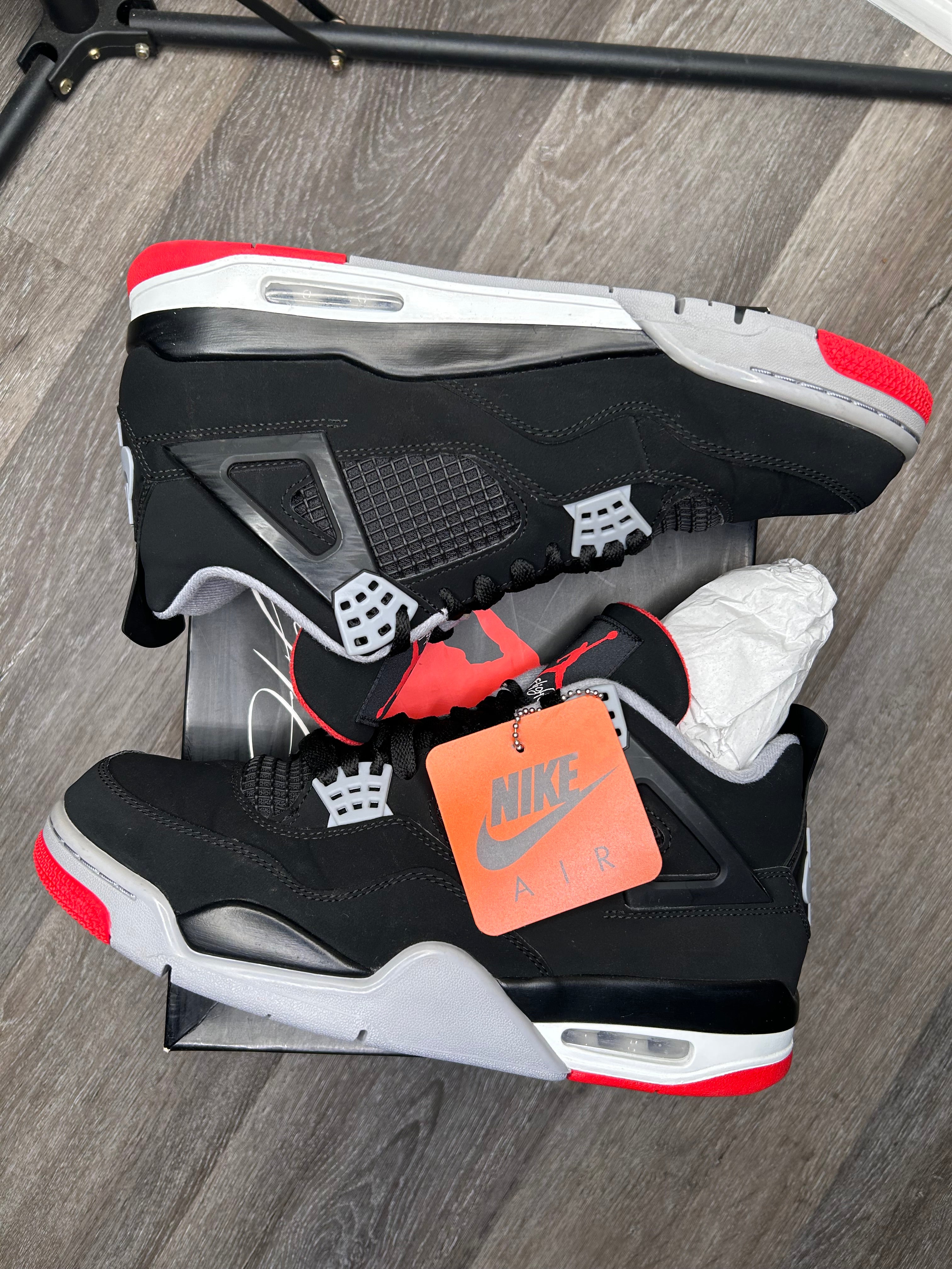 Size 10 Nike Air Jordan 4 Retro OG Bred 2019 308497-060 Mens Sneaker With Box
