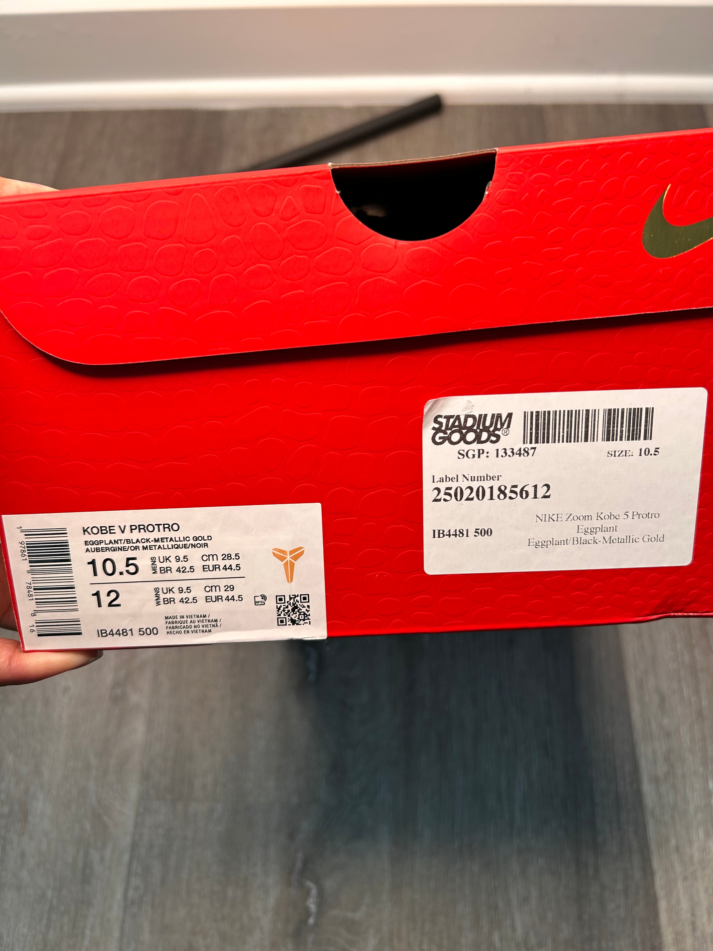 Nike Kobe 5 V eggplant size 10.5 men’s (2025)