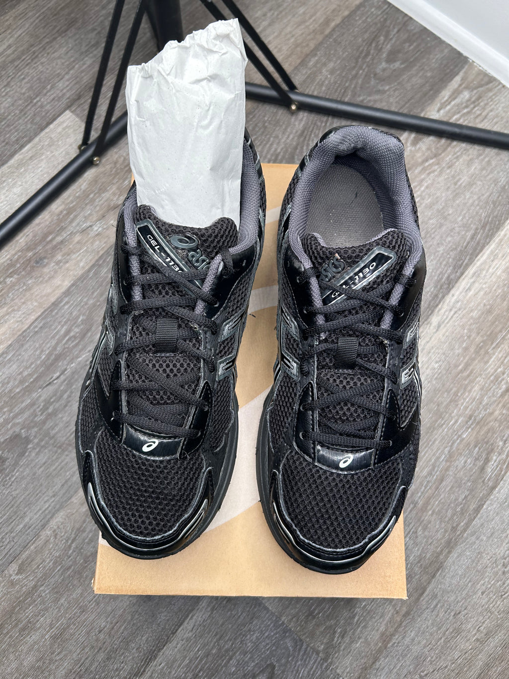 Size 10 ASICS Men's Gel-1130 Black/Pure Silver 1201A906-001